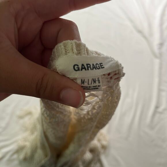 Cream Fringe Knit Crochet Long Cardigan Sweater Sz M/L Boho Coverup - Picture 7 of 8